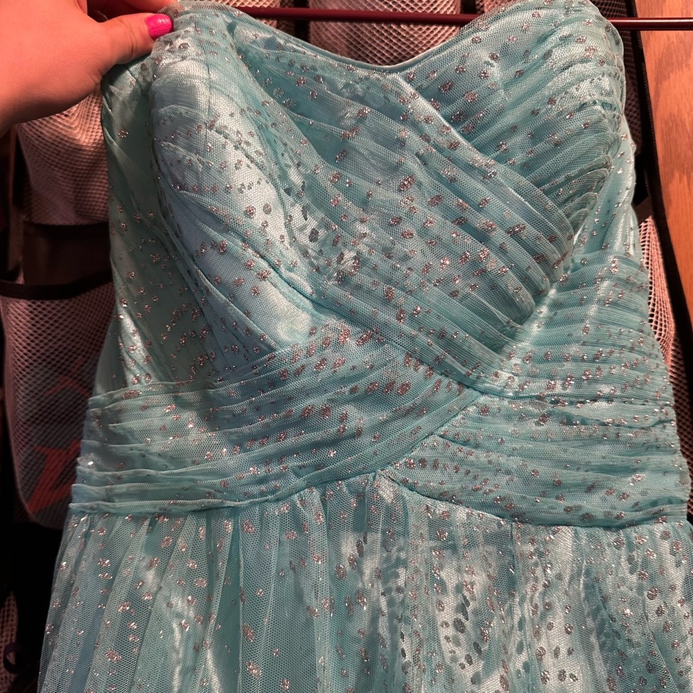 Sparkling Teal Strapless Dress